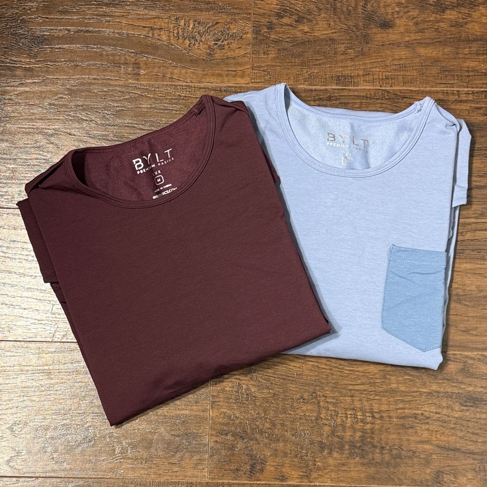 BYLT Lot of 2 Premium Basics Lux Drop-Cut Tee Short Sleeve Shirt